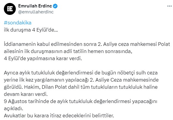 Polat çifti Asliye Ceza Mahkemesi'nde yargılanacak! İlk duruşma 4 Eylül'de