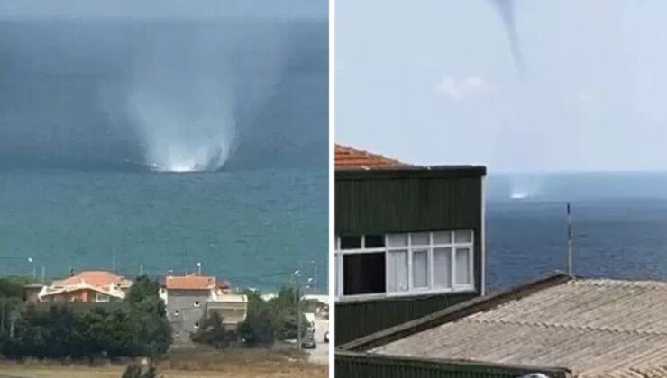 İstanbul Arnavutköy’de denizde oluşan hortum cep telefonu kamerasında