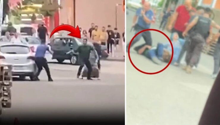 Sokağı kana buladıktan sonra polise yöneldi! Ekipler saldırganı vurarak durdurdu