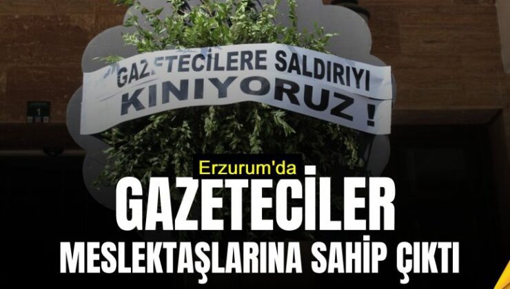 Erzurum’da gazetecilerden büyük tepki: Siyah çelenk bıraktılar!