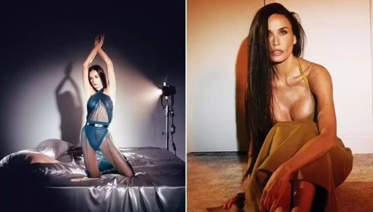 61 yaşındaki oyuncu Demi Moore, Interview dergisinin Eylül sayısı için cesur pozlar verdi