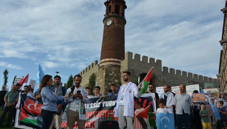 Erzurum’da İsrail’in Gazze’ye yönelik saldırılarını protesto eden sağlık çalışanları 40 haftadır sessiz yürüyüş yapıyor