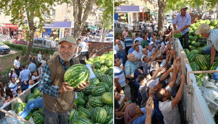 Verim yüksek çıkınca 17 ton karpuzu ücretsiz dağıttı