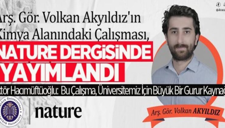 Kimya alanındaki çalışma Nature dergisinde