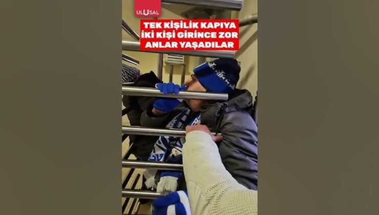 Erzurum’da stadyum girişinde ilginç anlar: Taraftarlar tek kişilik kapıda sıkıştı