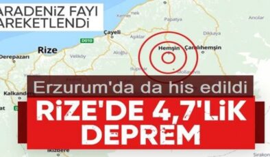 Rize’de deprem meydana geldi