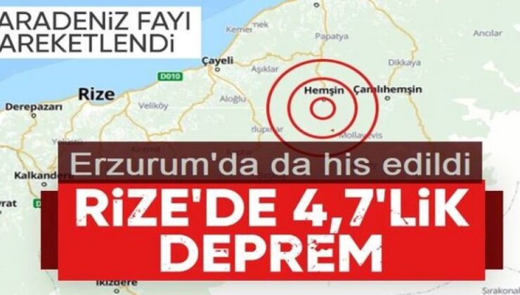 Rize’de deprem meydana geldi