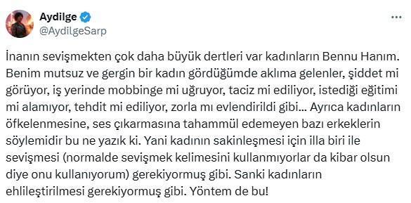 Ünlü şarkıcı Aydilge: Kadınların sevişmekten daha büyük dertleri var