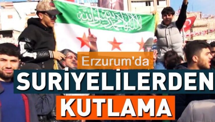 Erzurum’da Suriyeliler, Baas rejiminin devrilmesini kutladı