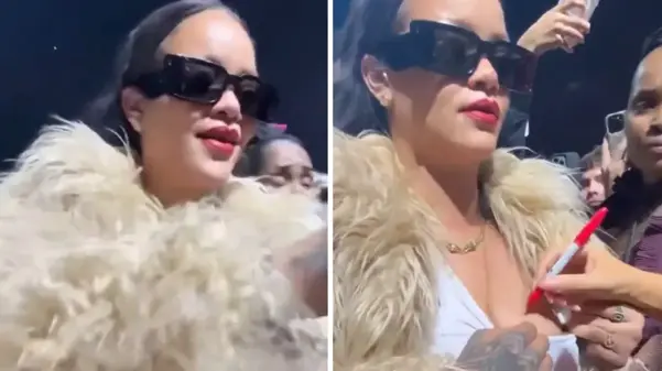 Rihanna konserde göğsünü açıp Mariah Carey'e imzalattı